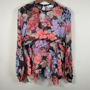 Alice McCall Silk Sheer Floral Babydoll Blouse Size 4